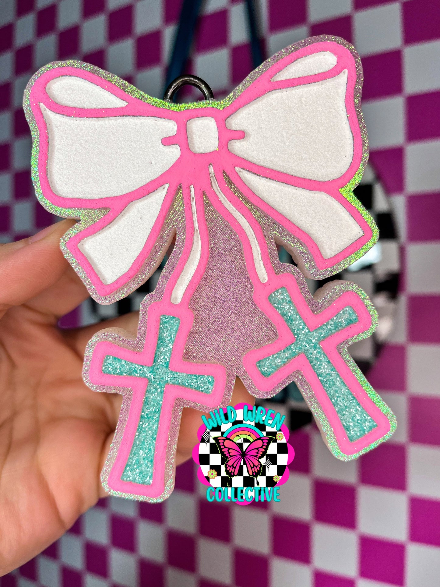 Black Cherry leather - Ribbon crosses