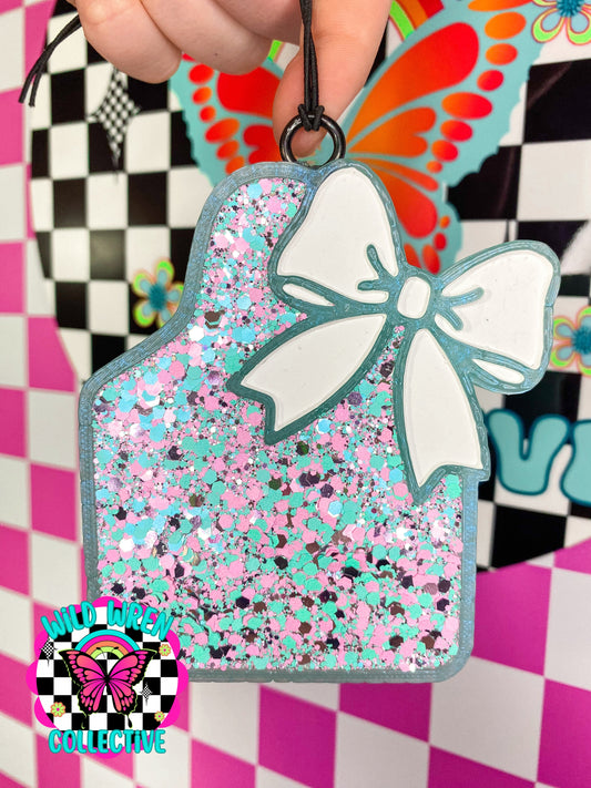 Sugared suede - cow tag bow